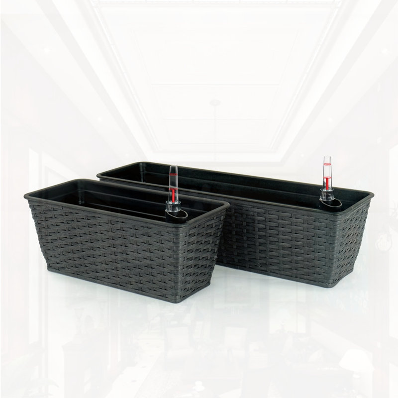 2-Pack Smart Self-watering Rectangle Planter, Espresso