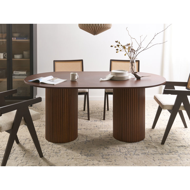 Rubberwood Dining Table with Wood Base