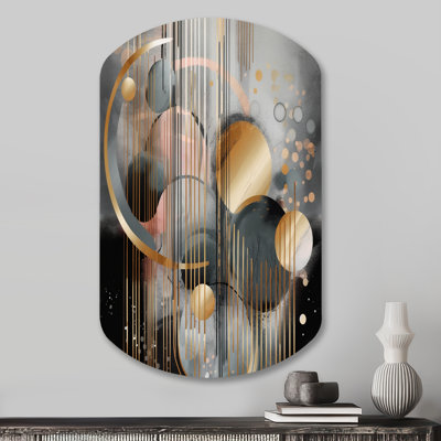 Abstrait formes et lignes III - art mural en métal cylindre cylindrique, reproduction d'art asymétrique moderne en métal