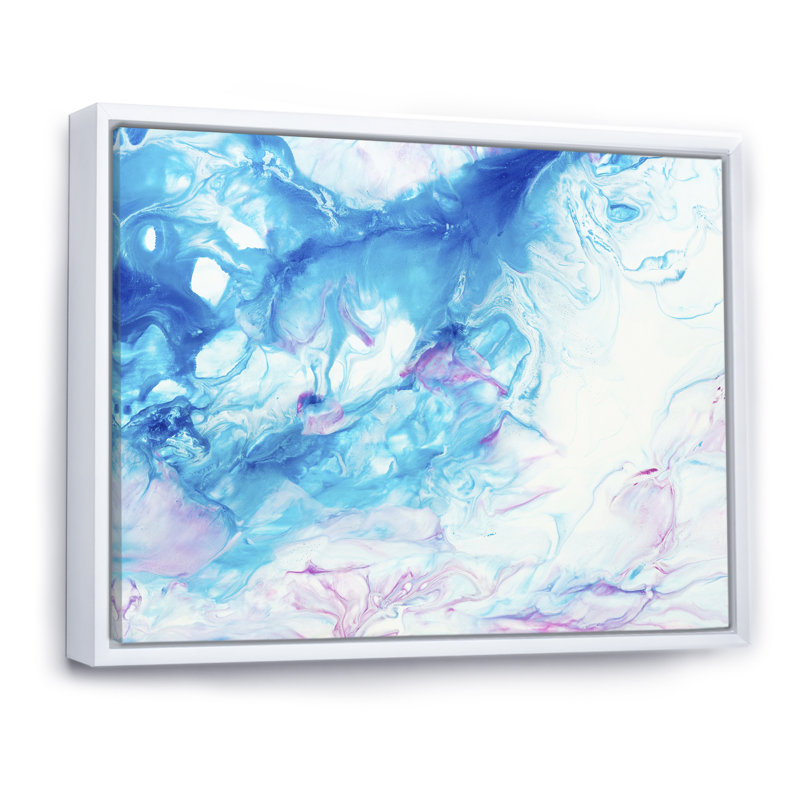 Encre rose et bleue, impression sur toile, Toile à cadre flottant blanc, H 12 po x l 20 po