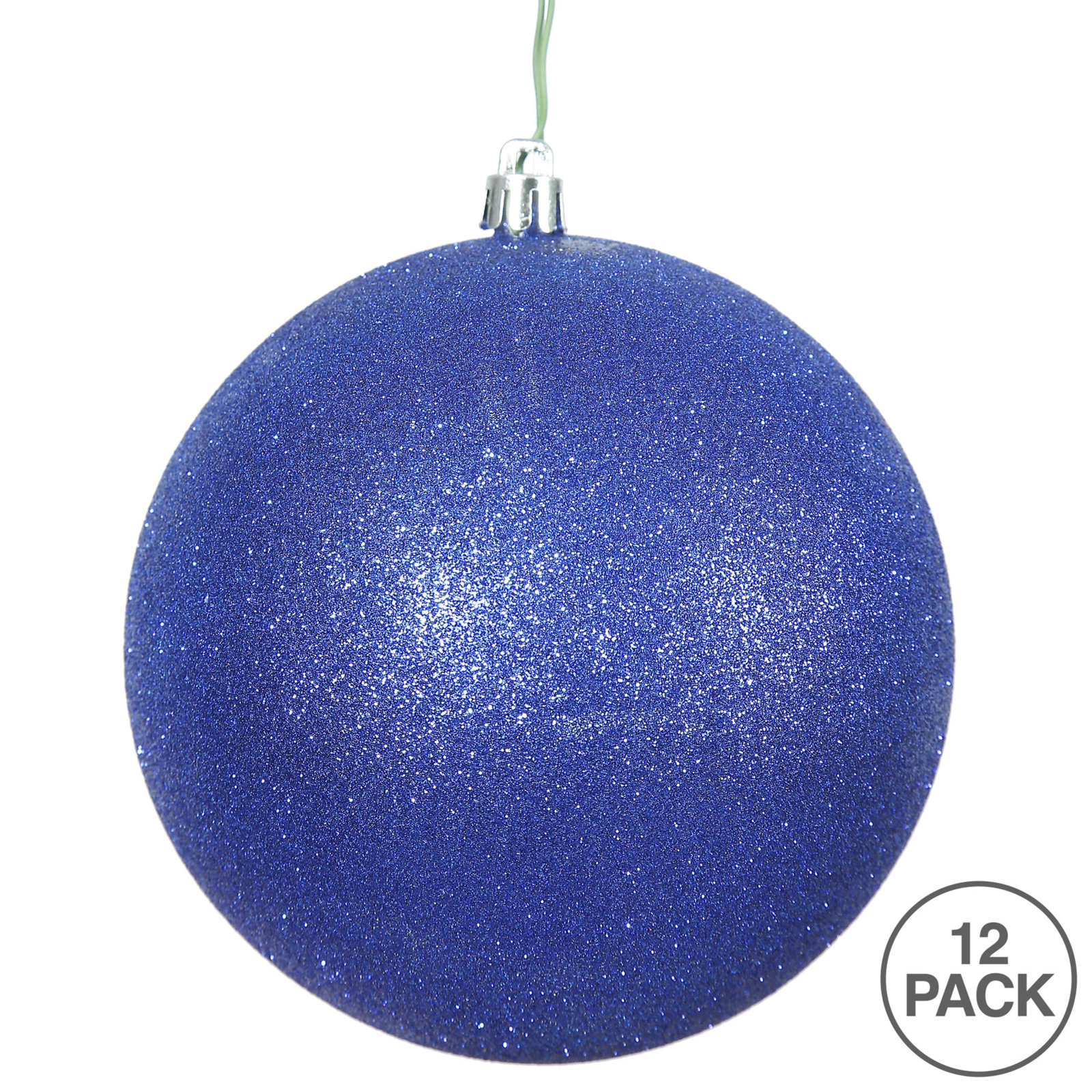 Holiday Décor Ball Ornament, 3" H x 3" W x 3" D, Cobalt Glitter