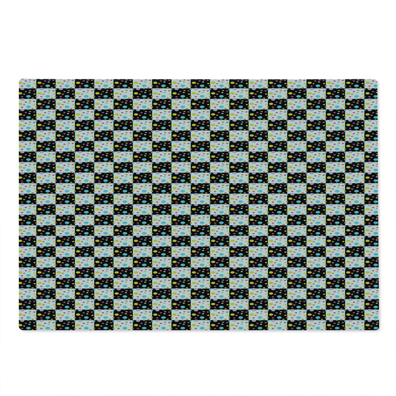 Ambesonne Colourful Cutting Board Large Size Checkered Dotted Tile Multicolor
