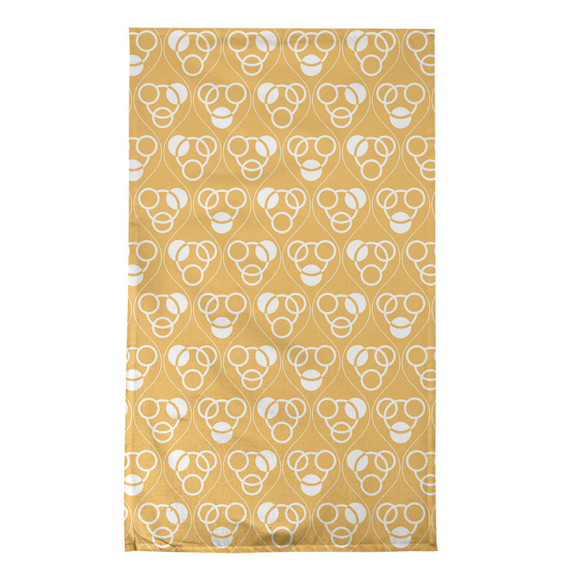 Torchon Circles and Waves, Jaune clair / blanc, Croisé en coton
