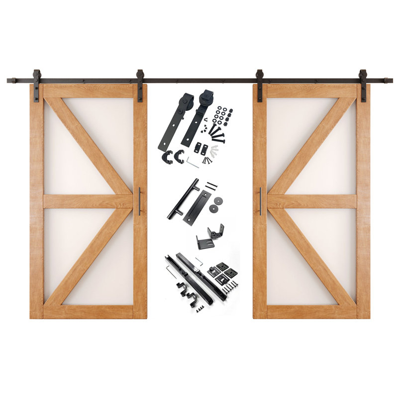 Portes de grange non assemblées et finies en verre avec motif à flèche 36 po x 80 po Homacer Early American, 36 po x 80 po