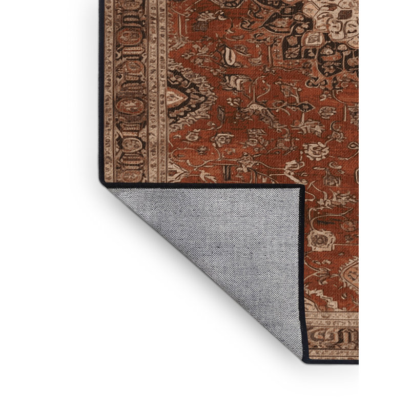 Machine Washable Persian Brown Area Rug, Runner 2' x 4'
