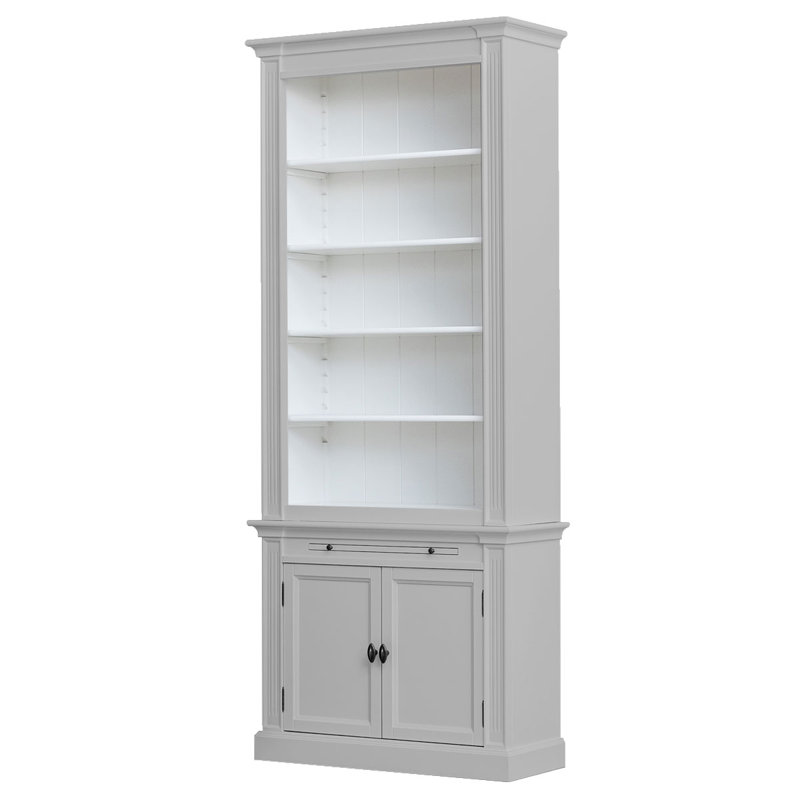 Mckernan 240cm H x 100cm W Solid Wood Library Bookcase, Light Grey