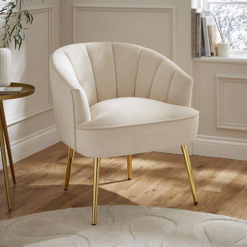 Thierry Velvet Barrel Chair, Beige