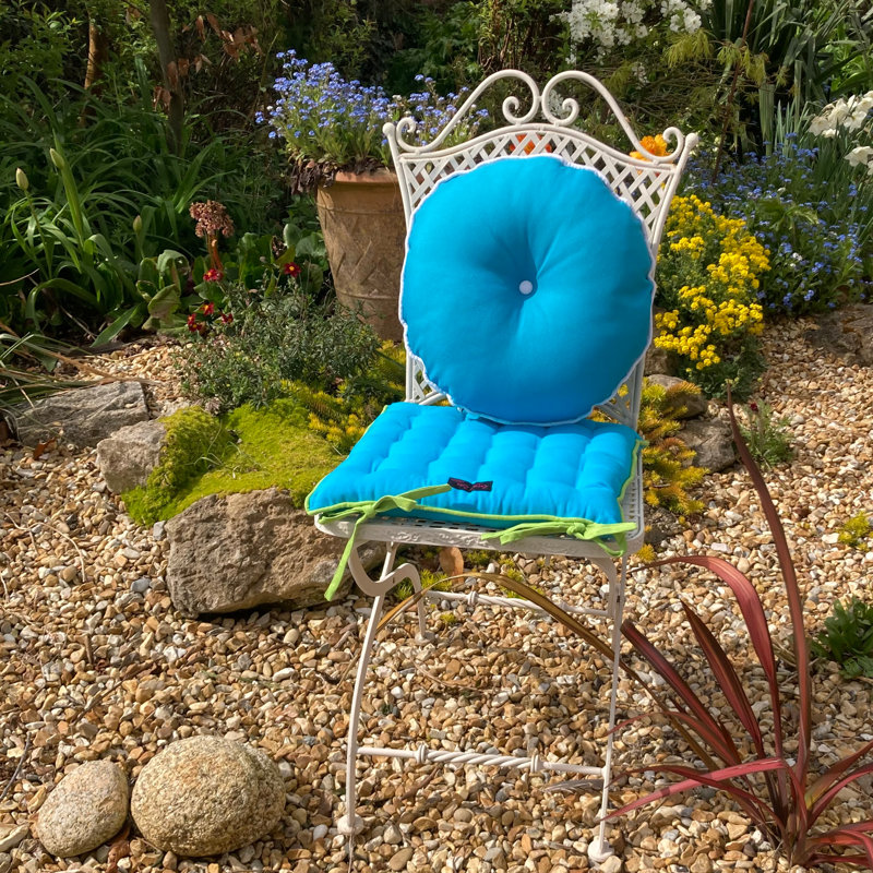Indoor / Outdoor Grey Circular Throw Cushion, Blue