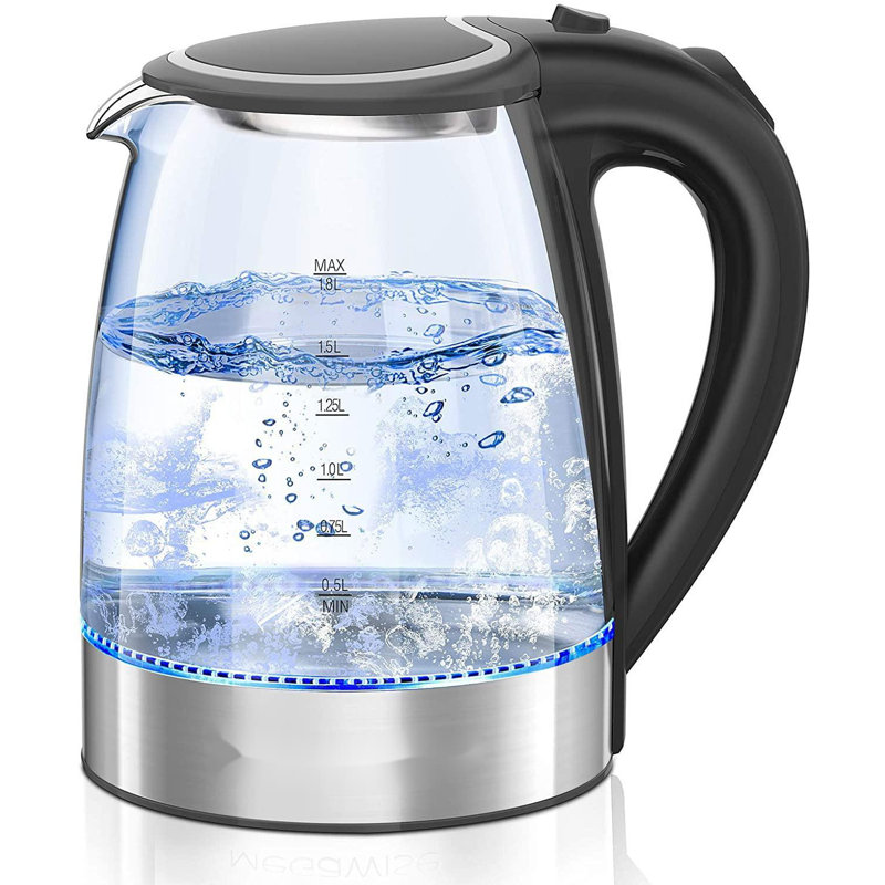 Electric Kettle, 1.8L Borosilicate Glass Tea Kettle With LED Light, Auto Shut-Off And Boil-Dry Protection Cordless Kettle Fast Boiling