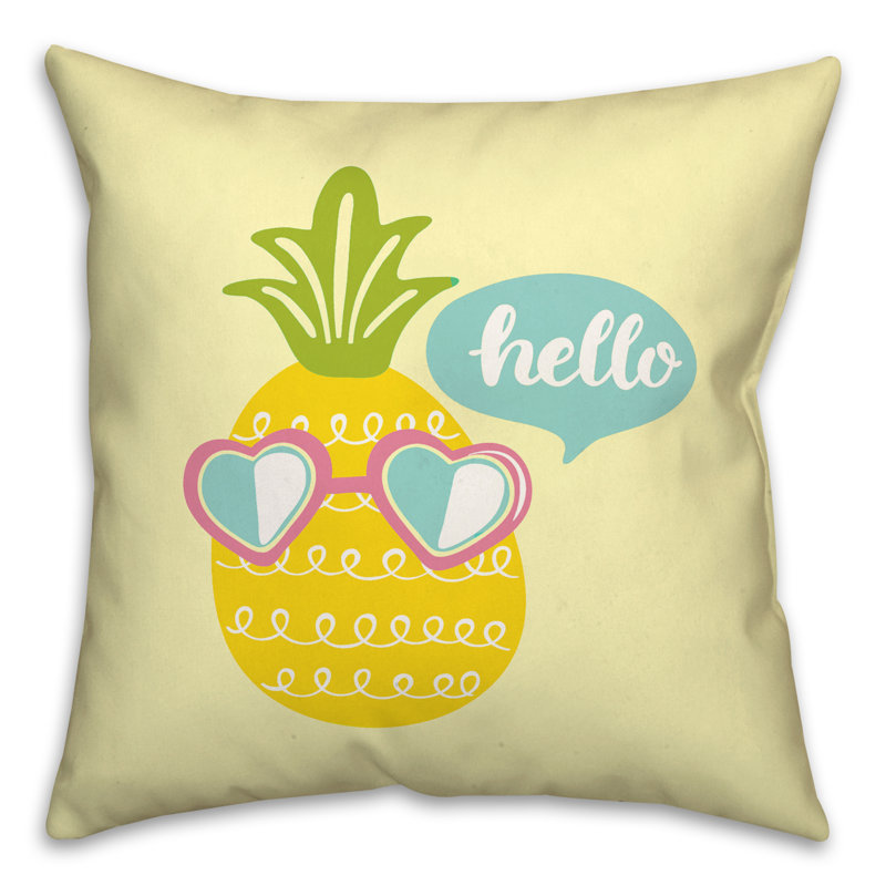  Hello Pineapple Square Pillow Cover & Insert