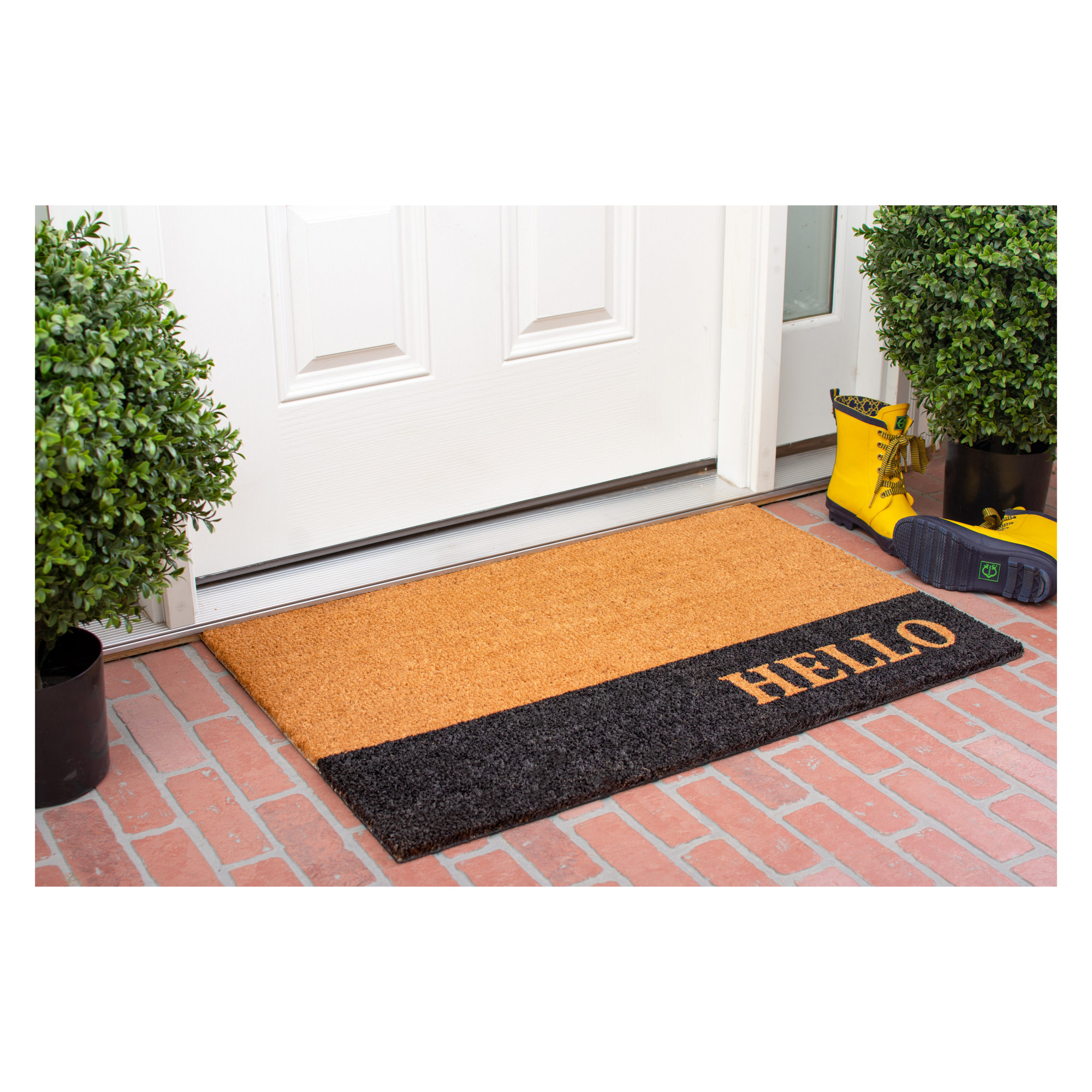 Abhilasha Non-Slip Striped Outdoor Doormat, Rectangle 1'5" x 2'5"