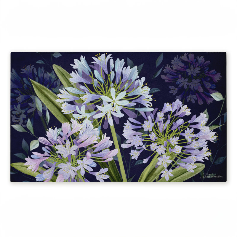 Tapis de porte d'extérieur imprimé Midnight Garden Flowers, par Nicole Tamarin, 18 po x 30 po