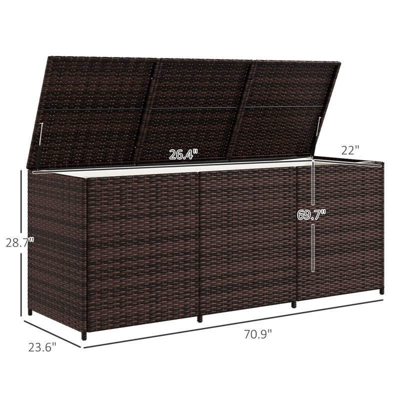 Boîte de rangement d'extérieur 175 gallons - PE avec doublure intérieure pour outils de jardin brun