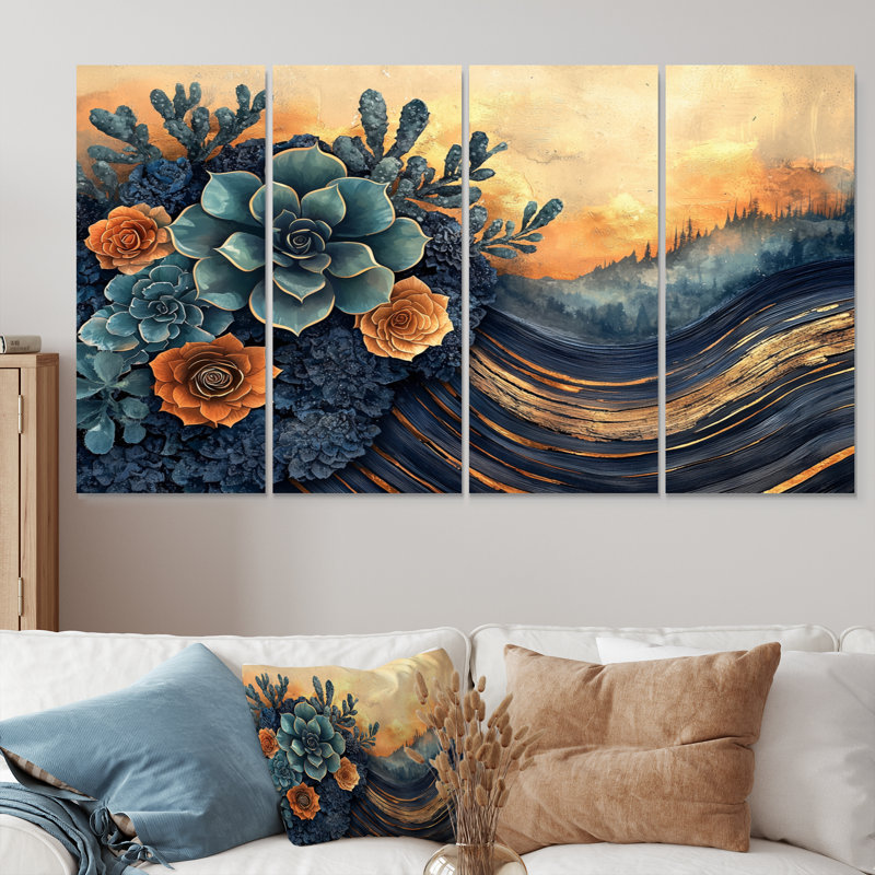 Bonniview I - Succulent Wall Art - ensemble d'art mural, 4, H 28 po x l 48 po