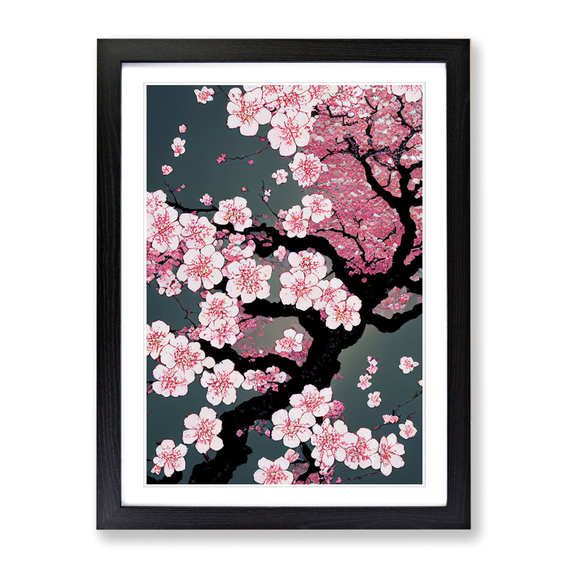 Nix Cherry Blossom Tree Branch - Picture Frame Print, Walnut Framed, 64cm H x 46cm W