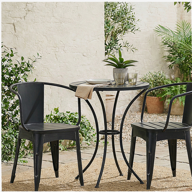 COLMAR 3 PC KD METAL BISTRO SET, Black