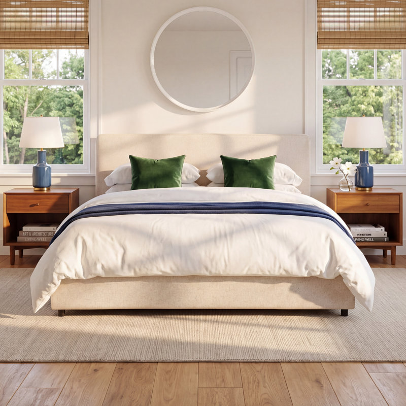 Jerri Upholstered Platform Bed, Plushtone Linen, King
