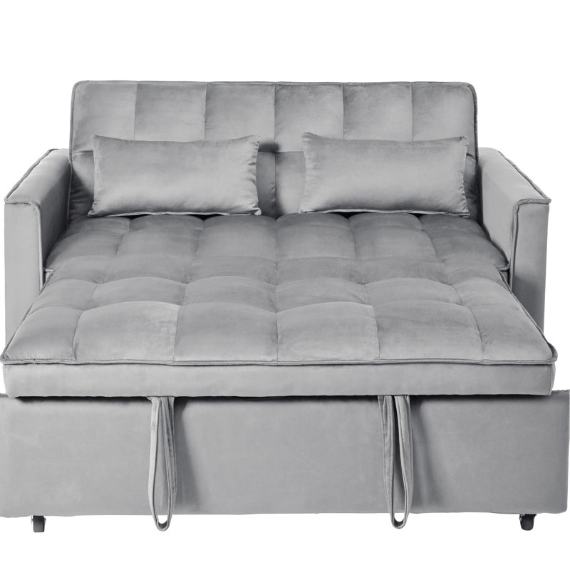 31 canapé-lit escamotable - Matériaux (velours réglable gris et bois), Gris clair