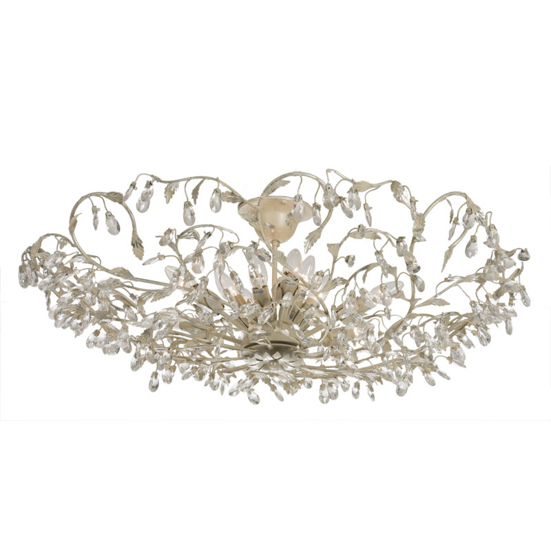 Clemmer Semi Flush Mount, Cream and Silver