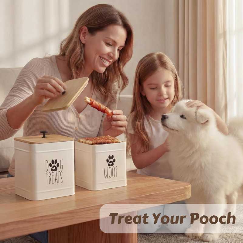 Contenant à friandises pour chien, ensemble de 2 pots à gâteries hermétiques pour le comptoir de cuisine