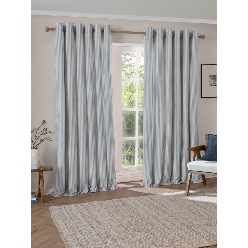 Hebden Cotton Blend Room Darkening Curtain Panel Pair, 168cm Width x 137cm Drop, Blue