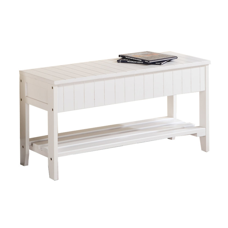 White Solid Wood Shoe Bench With Storage - Elegant And Practical Design Quality Bench, Maximize, White