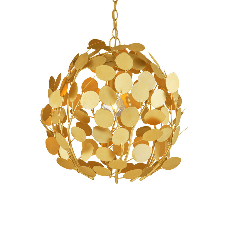 Lunaria Orb Chandelier, Contemporary Gold Leaf
