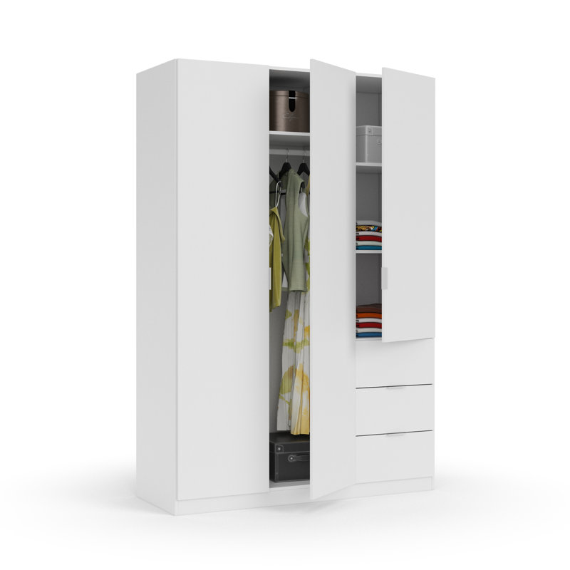 Casina 3 Door Manufactured Wood Wardrobe, White
