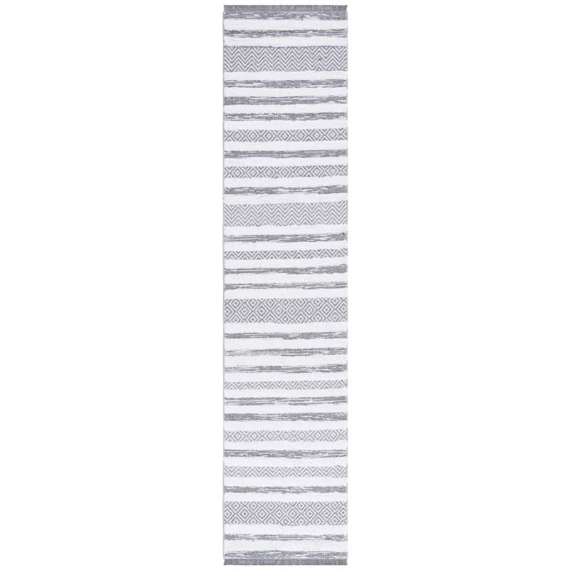 Tapis gris / ivoire Augustine 729, Tapis de couloir 2 pi x 9 pi