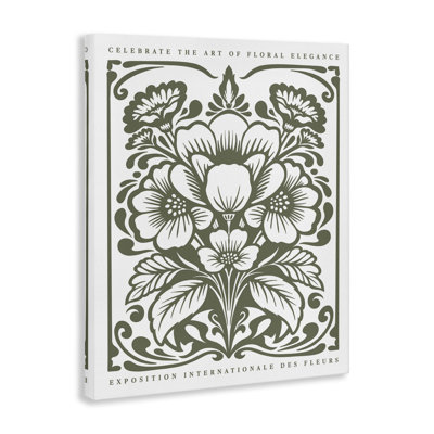 «Green Outline Floral Bouquet», art mural avec lettres et lignes