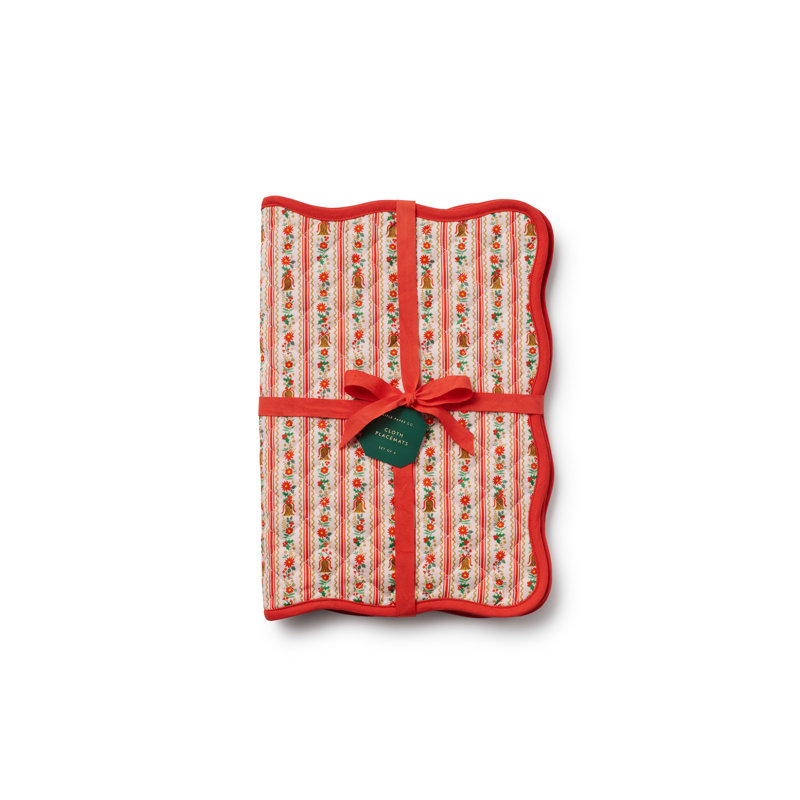 Napperons en coton matelassé Holly Jolly, ensemble de 4