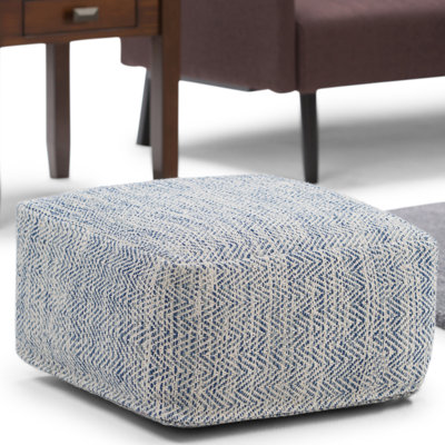Nate 20"W Cotton Square Pattern Pouf