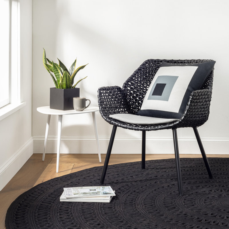 Bowline Black Indoor/Outdoor Round Rug, Round 10'