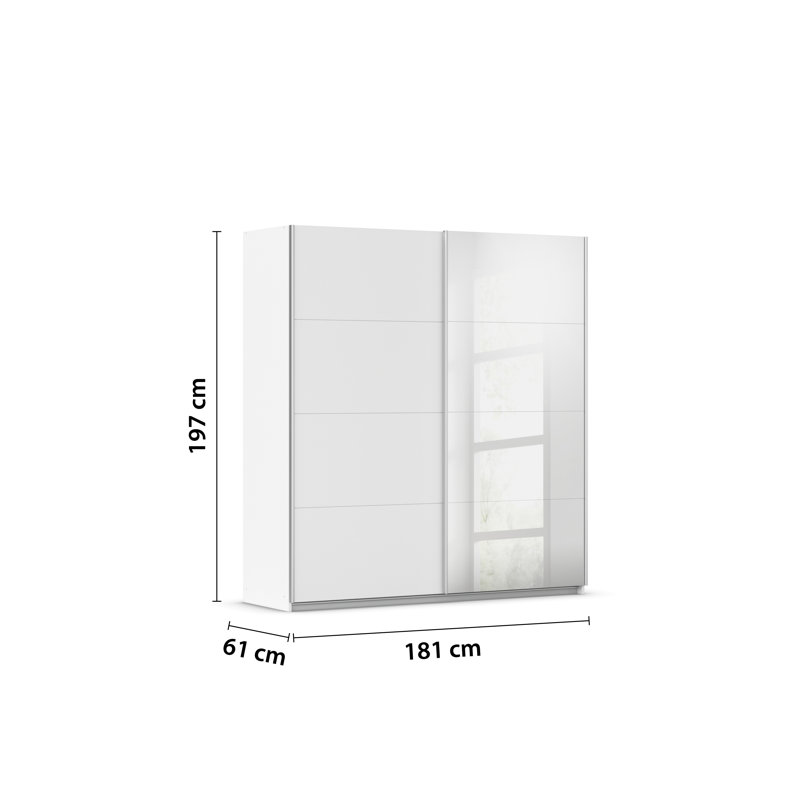 Subito 2 Sliding Door Wardrobe 181 cm Alpinwhite Mirror INCL. Delivery and Assembly