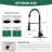 Pre-Rinse Spring Kitchen Faucet with Sprayer, Dual Spray Mode Commercial Kitchen Sink Faucets, Single Handle 304 Stainless Steel, Includes Deck Plate, Fits 1-Hole or 3-Hole Sinks, Black-122877578