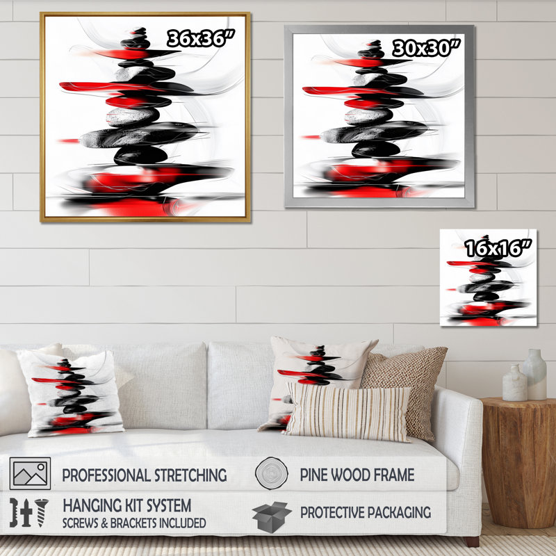 «Modern Modern Tower In Canadian Flag Color II», reproduction d'art du Canada, H 16 po x l 16 po, Reproduction encadrée, Noir