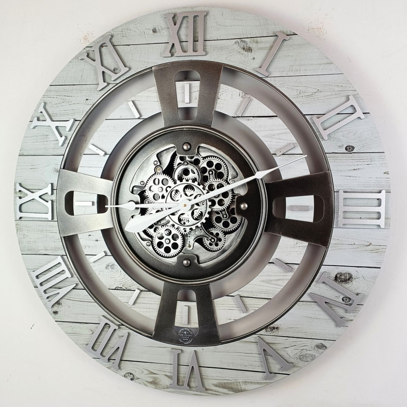 Solid Wood Wall Clock, White, Oversize 91.4cm