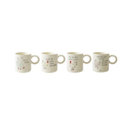 Stoneware Chicken And Saying Mug Set