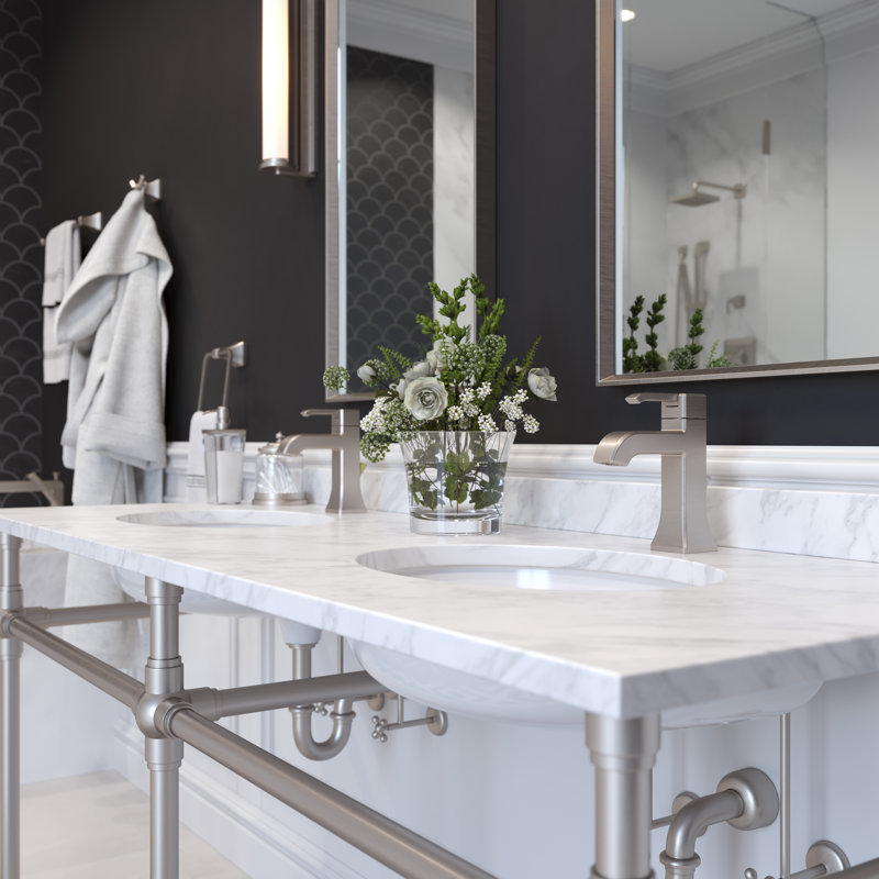 Park Avenue Single Hole Bathroom Faucet with Drain Assembly, Brushed Nickel
