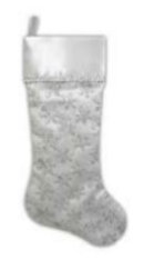 Chaussette de Noël 20,5 "à paillettes argentées avec flocons de neige et bordure métallique