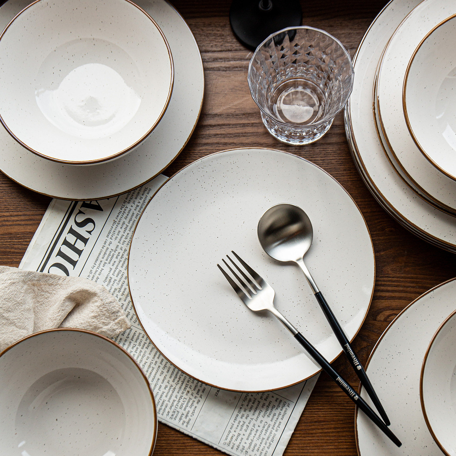  Sesame 12 Piece Stoneware Dinnerware Set, Service for 4, Cream
