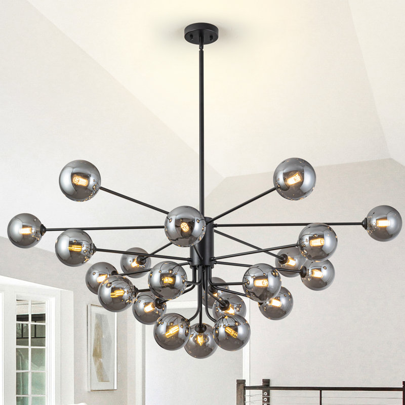 Lustre de salle à manger Kyoutha à 21 lumières linéaires modernes à intensité variable Spoutnik