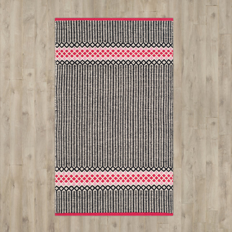Annia Hand Woven Cotton Geometric Rug, Rectangle 3' x 5'