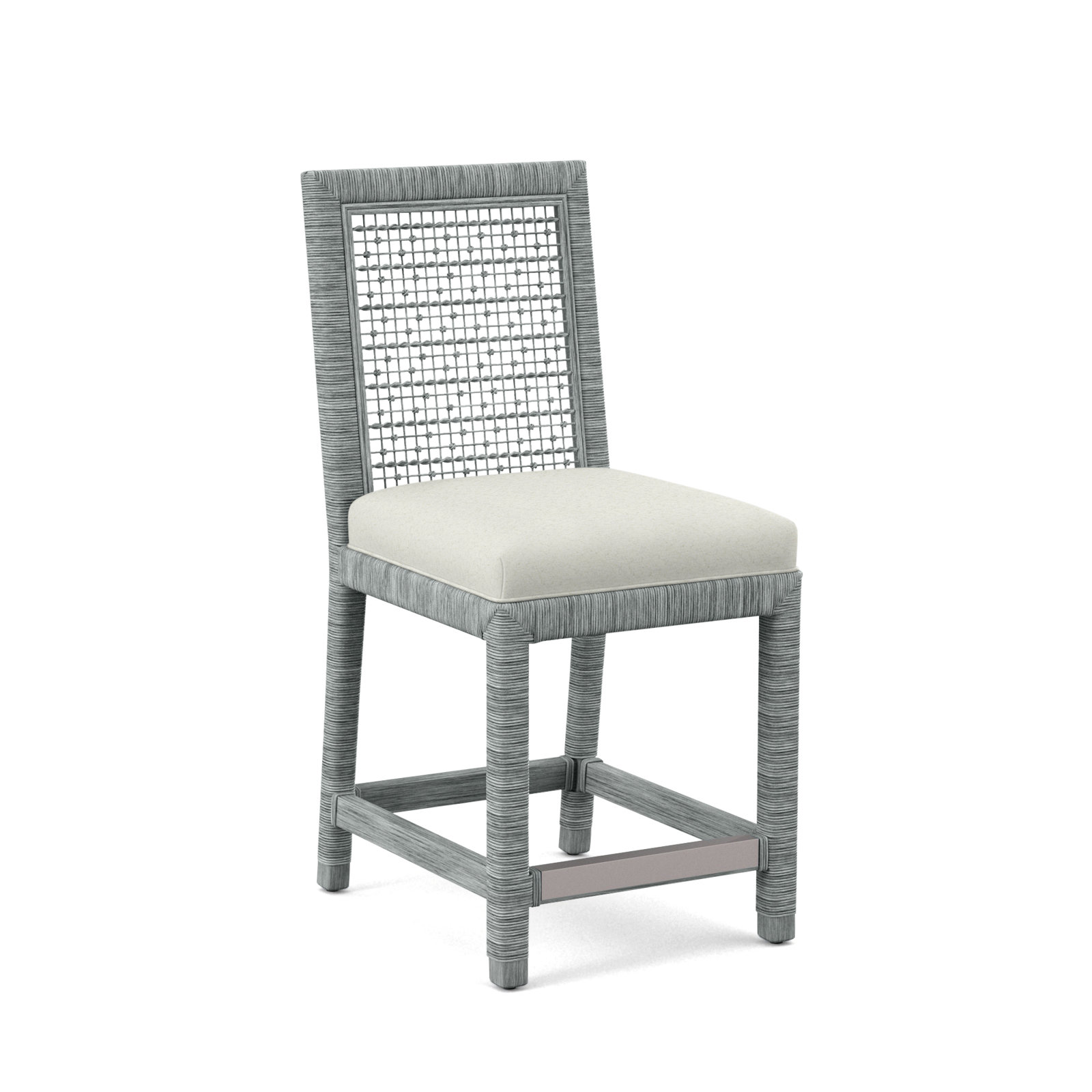 Scotia 24" Counter Stool, Neutral Performance Plaid, Nickel