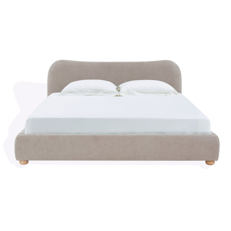 Liza Upholstered Bed, Queen, Light Brown Boucle