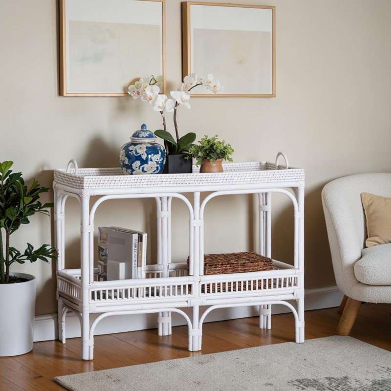 Console à deux niveaux en rotin Granger, White, White, White