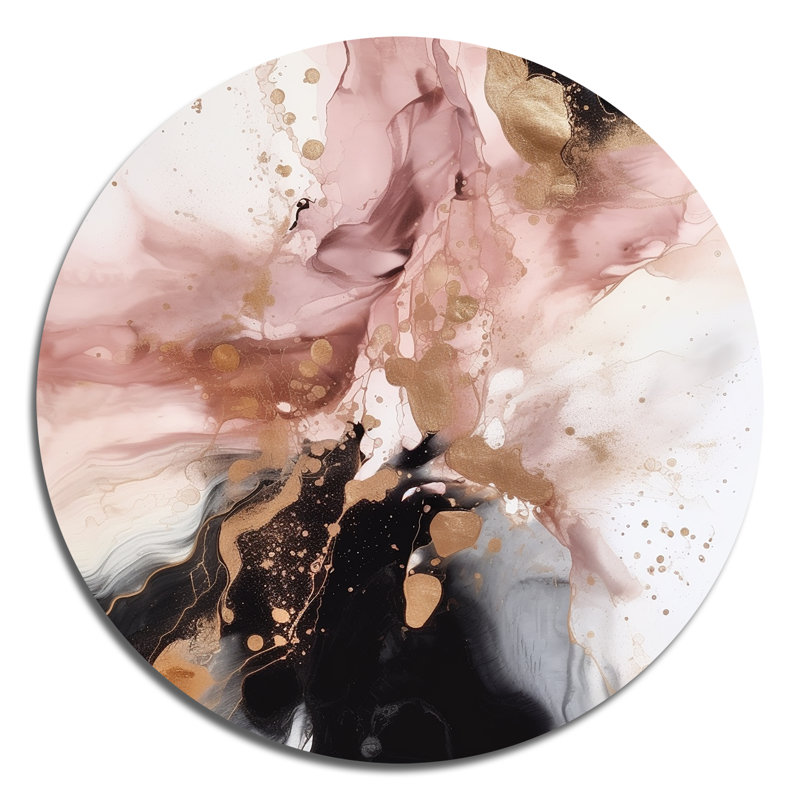 Pink Gold Marble Texture I Abstract Wall Decor on Metal, 16" H x 16" W x 1" D