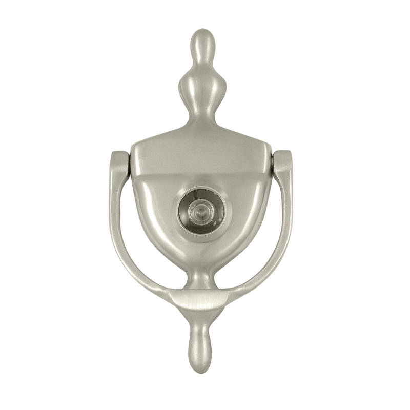 Victorian Brushed Nickel Door Knocker with Viewer