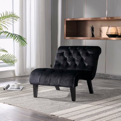 COOLMORE Fauteuil d'appoint / fauteuil de loisir en tissu de velours de style moderne rembourré en tissu, fauteuil confortable rembourré en tissu avec pieds en bois