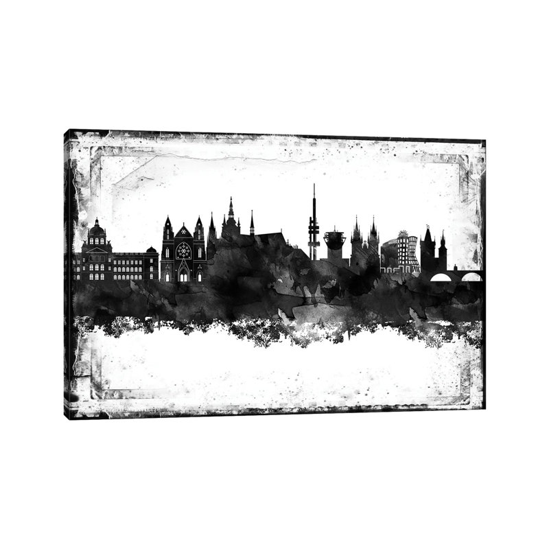 Prague Black & White Film by WallDecorAddict - Wrapped Canvas Print, 30.48 cm H x 45.72 cm W
